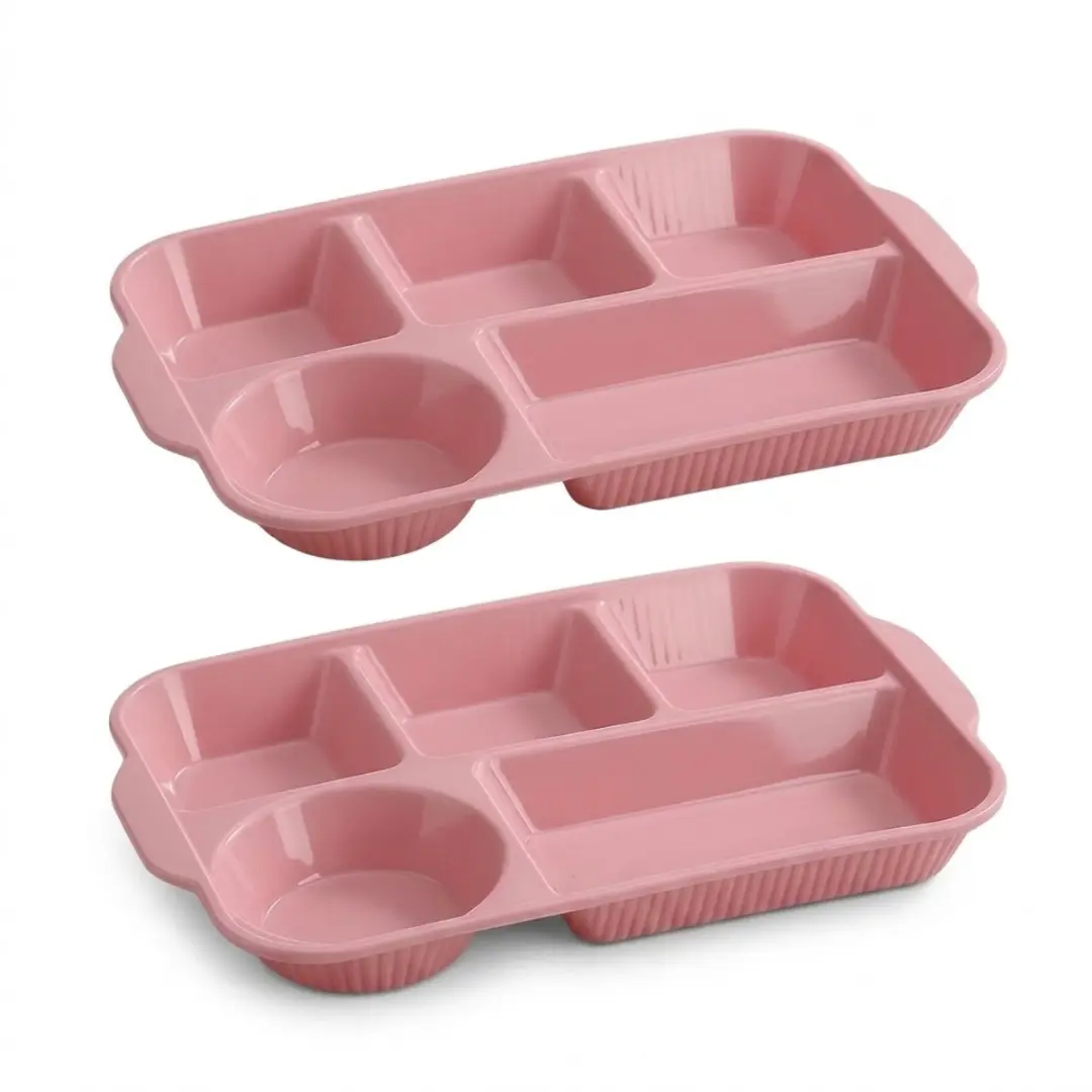 Roze kunststof gourmetborden 2 delige set