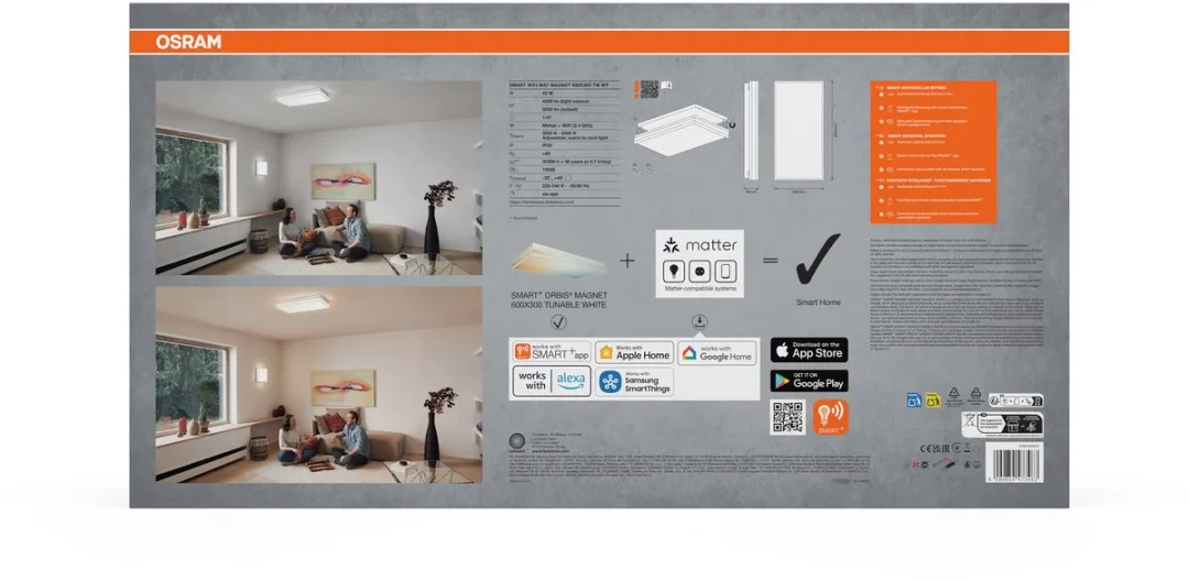 Osram SMART+ Matter Magnet Plafondlamp 42W - 3200lm - Wit - afbeelding 6 van 6