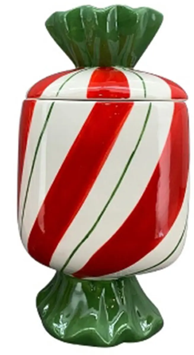 Kerstdeco snoeppot keramiek 22 cm