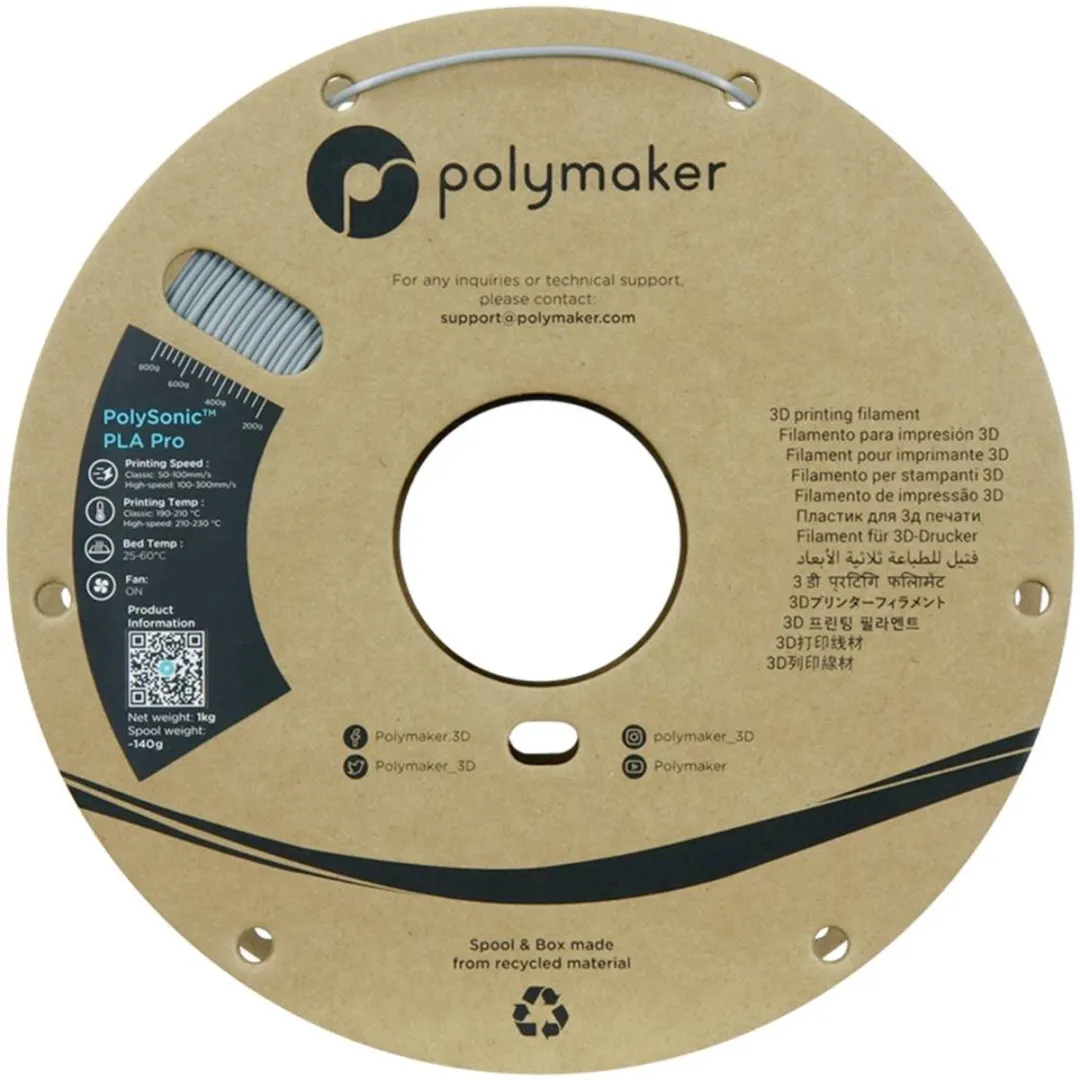 Polymaker PA13003 PLA+ Filament 1.75mm 1000g - Grijs