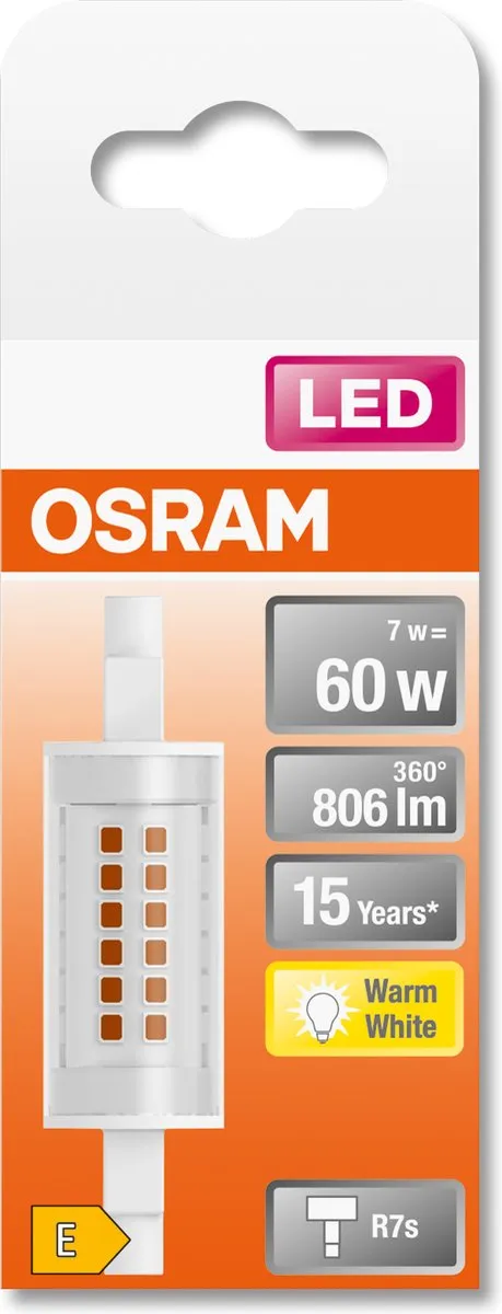 Osram LED Buis R7S 78mm 7W - 806 Lumen Warm Wit