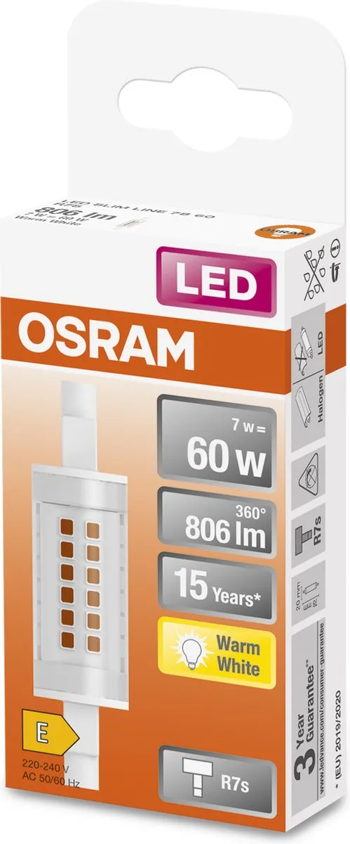 Osram LED Buis R7S 78mm 7W - 806 Lumen Warm Wit