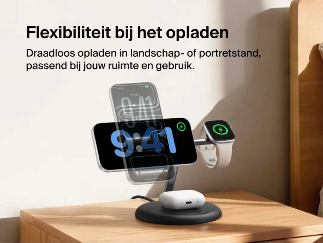 Belkin 3-in-1 WIZ050KQBK Draadloze Oplader - Zwart - afbeelding 5 van 6