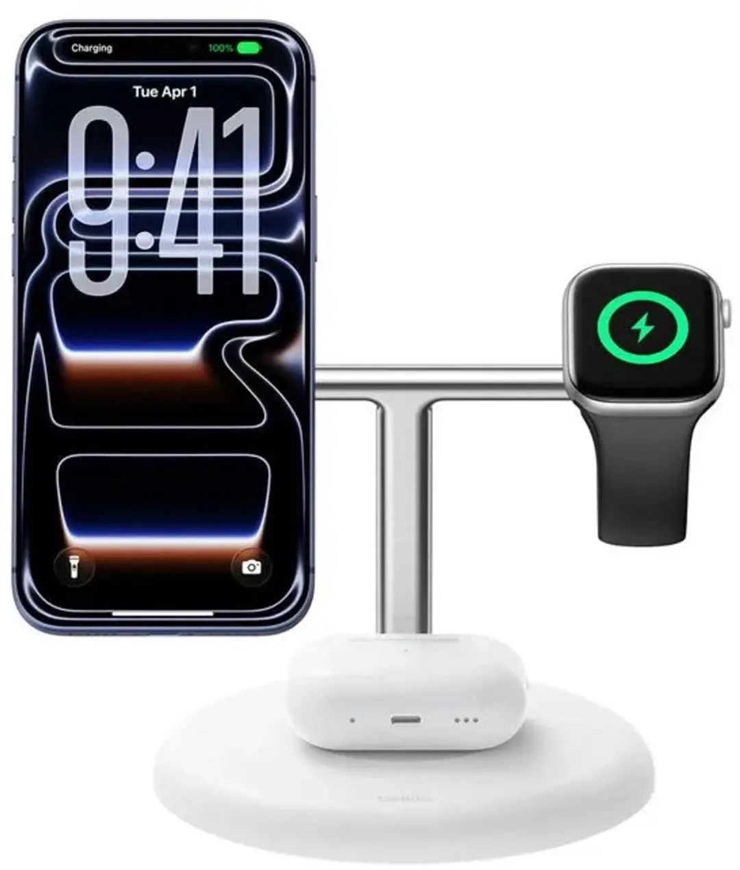 Belkin UltraCharge WIZ050kqWH 3-in-1 Laadstandaard - Wit - afbeelding 3 van 6