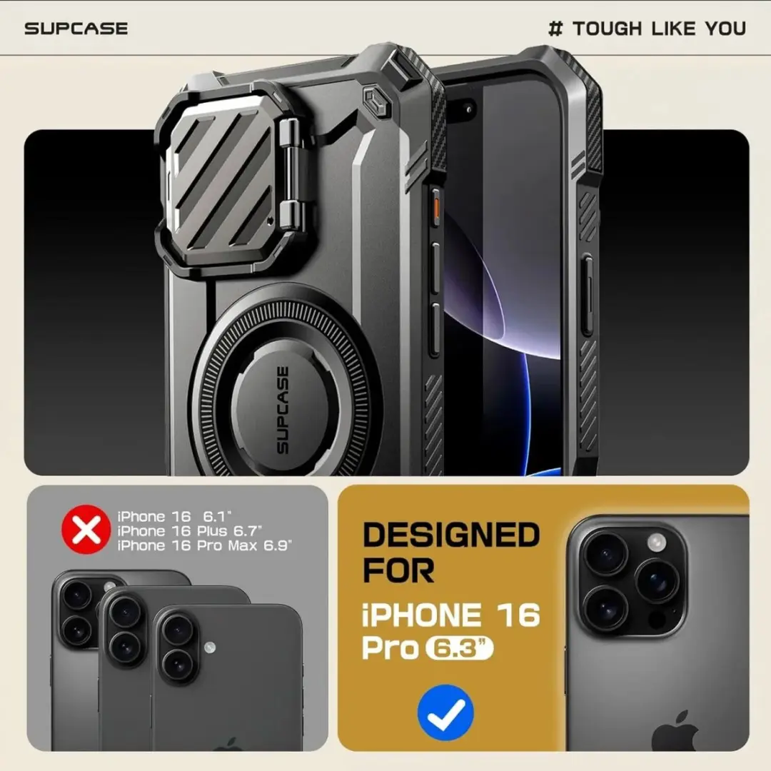 Supcase UB Pro MagXT Hoesje iPhone 16 Pro - Zwart - afbeelding 6 van 6