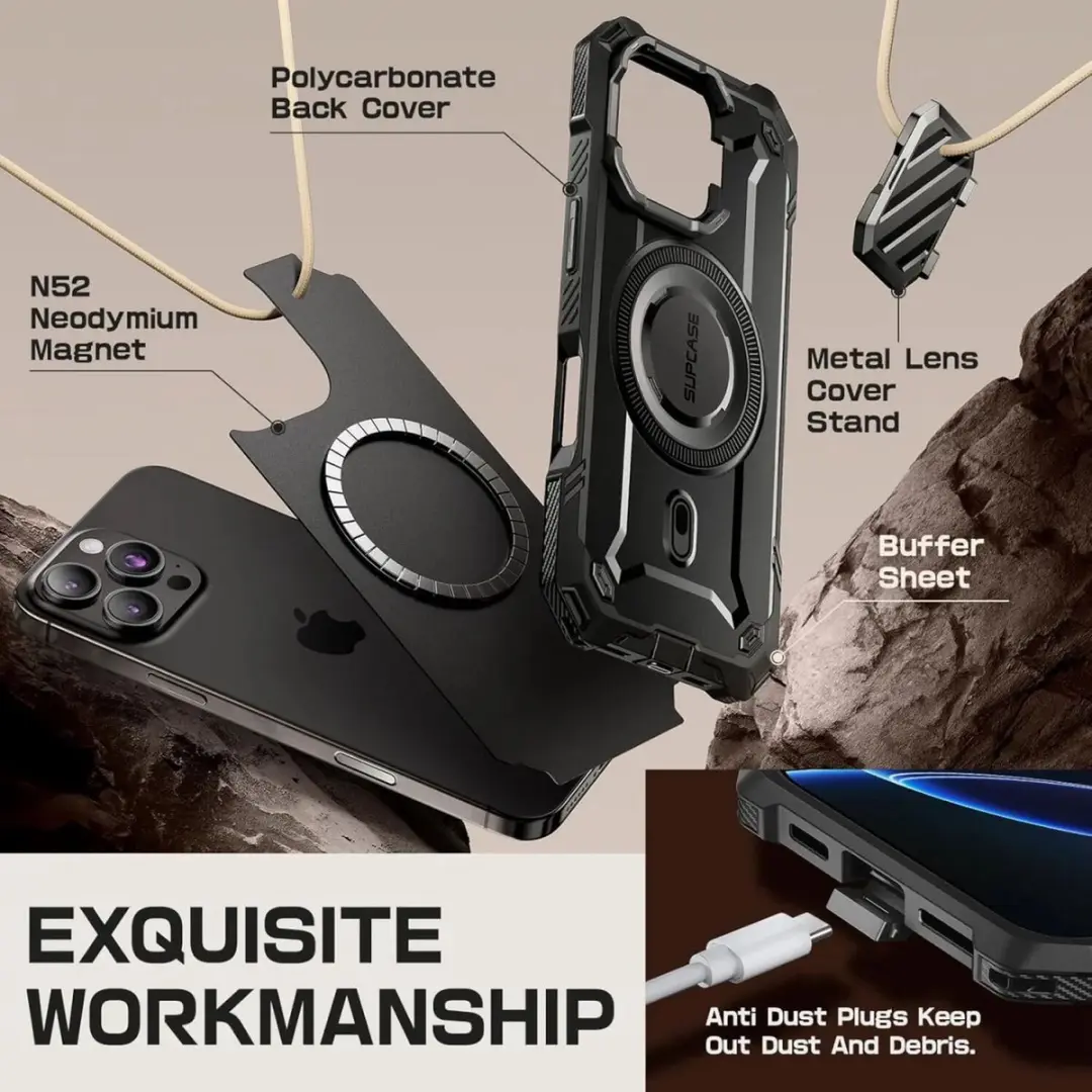 Supcase UB Pro MagXT Hoesje iPhone 16 Pro - Zwart - afbeelding 3 van 6
