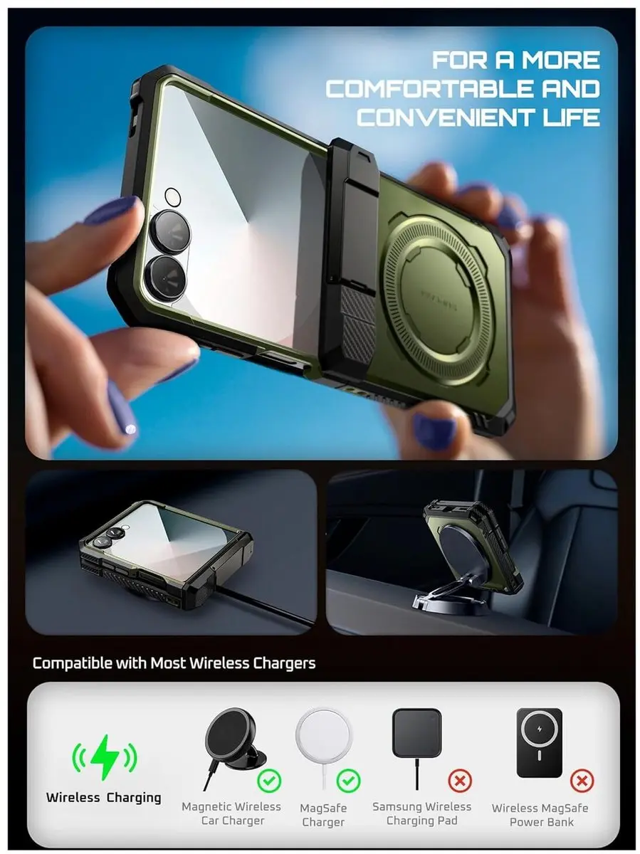 Supcase UB Grip Hoesje Samsung Galaxy Z Flip 7 - Groen - afbeelding 5 van 6