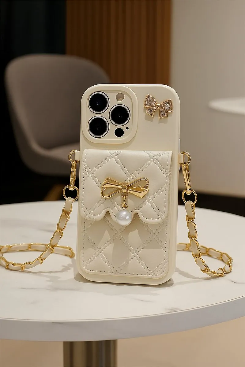 NUVEX Telefoonhoesje iPhone 15 Pro - Wit - Quilted Design met Pareldetail