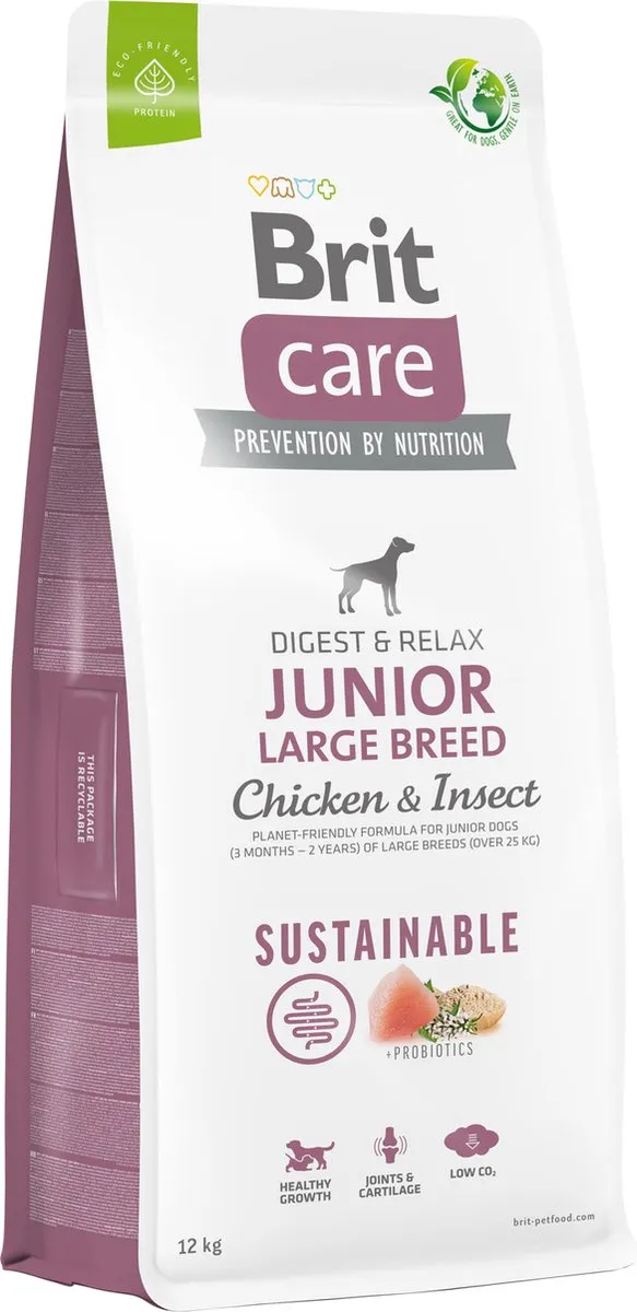 Brit Care Sustainable Junior Large Breed Kip & Insecten