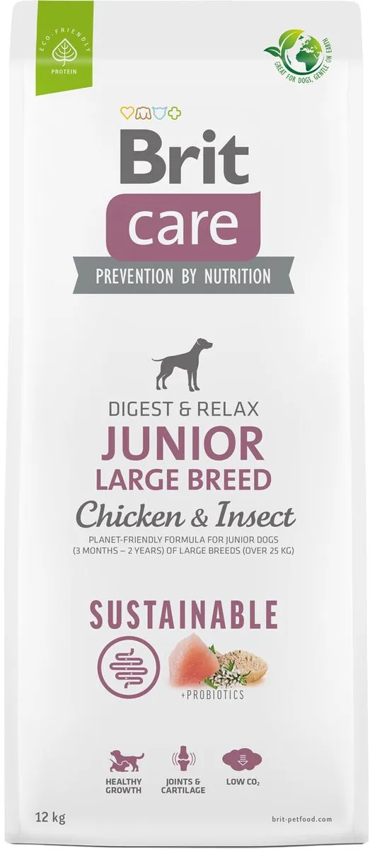 Brit Care Sustainable Junior Large Breed Kip & Insecten - 12 kg