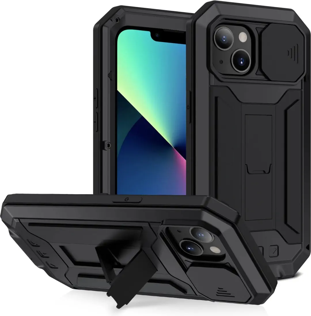 Fonu Stofdicht Metalen Hoesje iPhone 13 Mini - Zwart - afbeelding 2 van 6