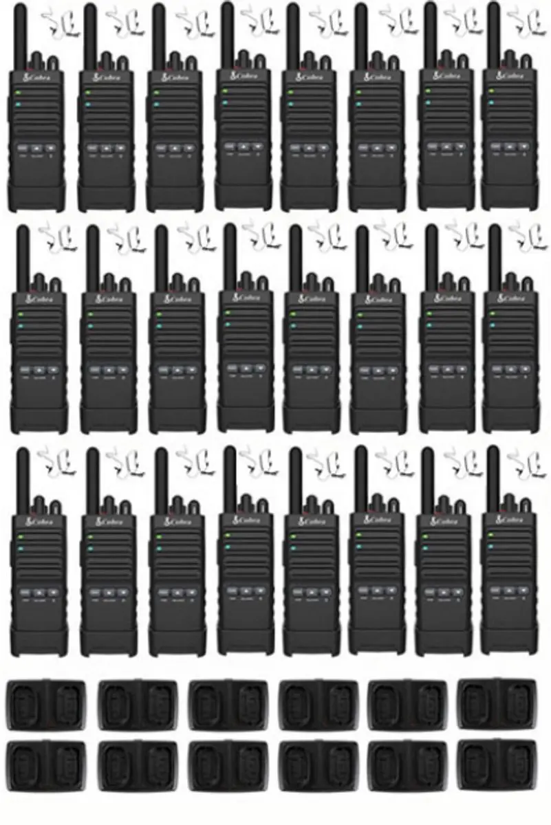 Set van 24 Cobra PX650 UHF PMR446 portofoons met beveiliging oortje