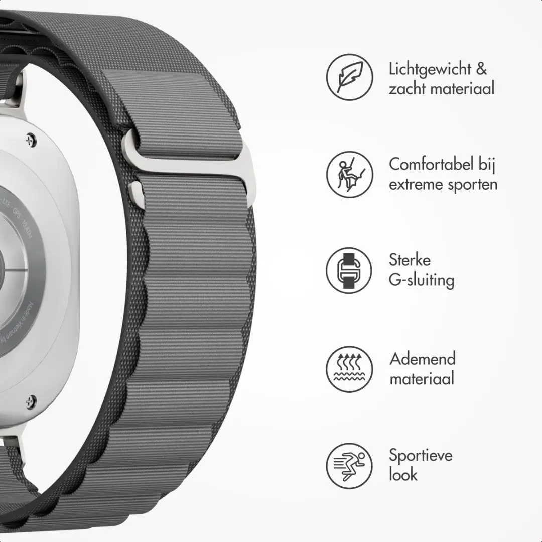 Accezz Alpine Nylon Bandje Galaxy Watch Ultra - Donkergrijs - afbeelding 3 van 6