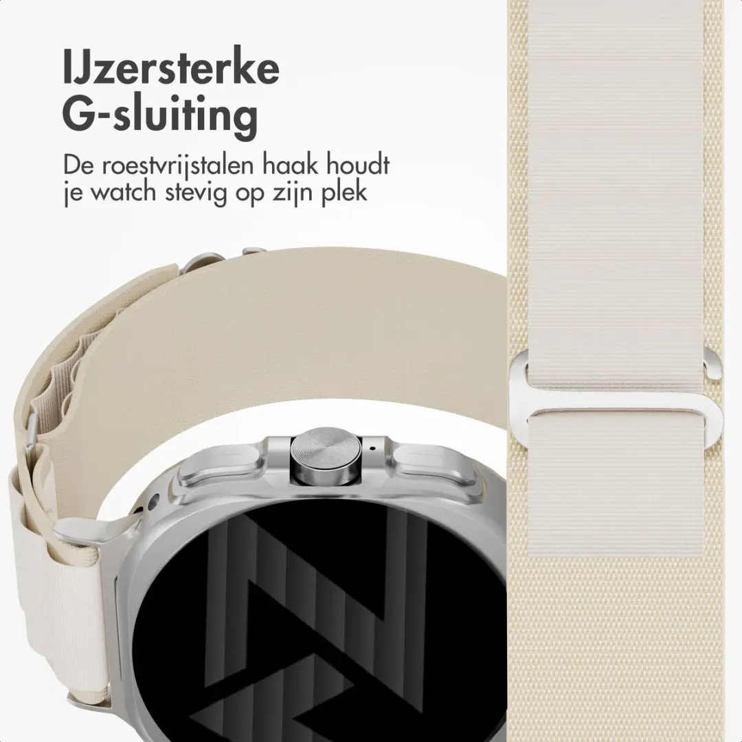Accezz Nylon Alpine Bandje Galaxy Watch Ultra - Sterrenlicht - afbeelding 4 van 6
