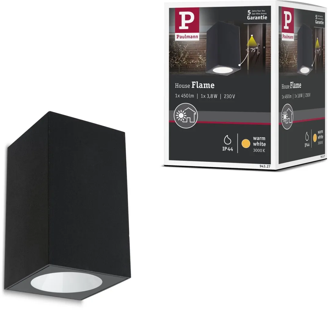 Paulmann LED Wandlamp Flame IP44 Antraciet 3000K