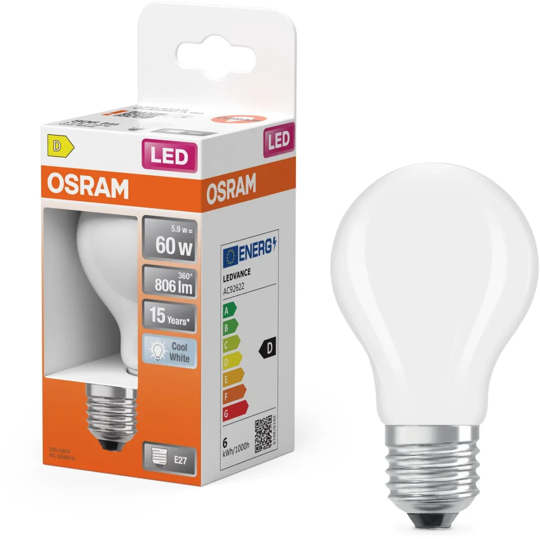 Osram LED-lamp A60 Stervorm 5,9W 4000K E27 Mat - 2 Stuks - afbeelding 6 van 6