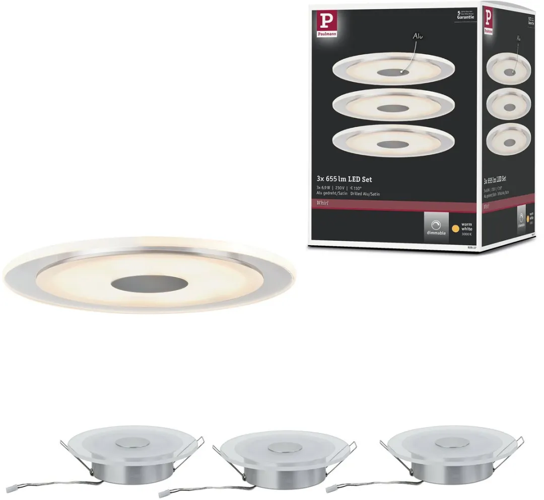 Paulmann Whirl LED-inbouwlamp Basisset 3x6W 450lm 3000K