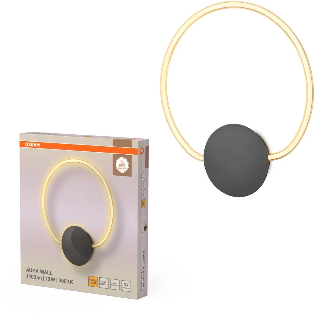 Osram Decor Aura Wandlamp 10W 800lm Warm Wit - Donkergrijs