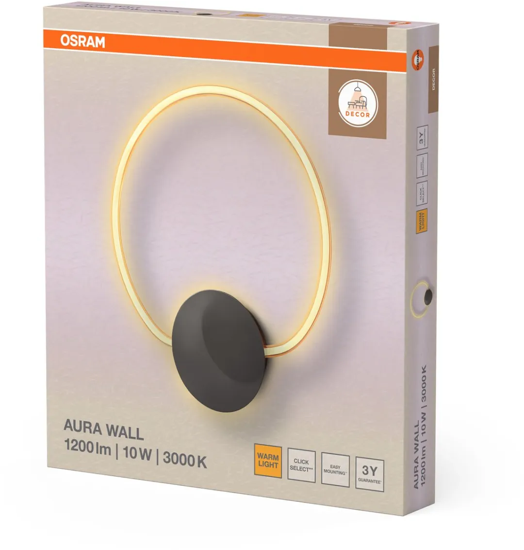Osram Decor Aura Wandlamp 10W 800lm Warm Wit - Donkergrijs - afbeelding 6 van 6