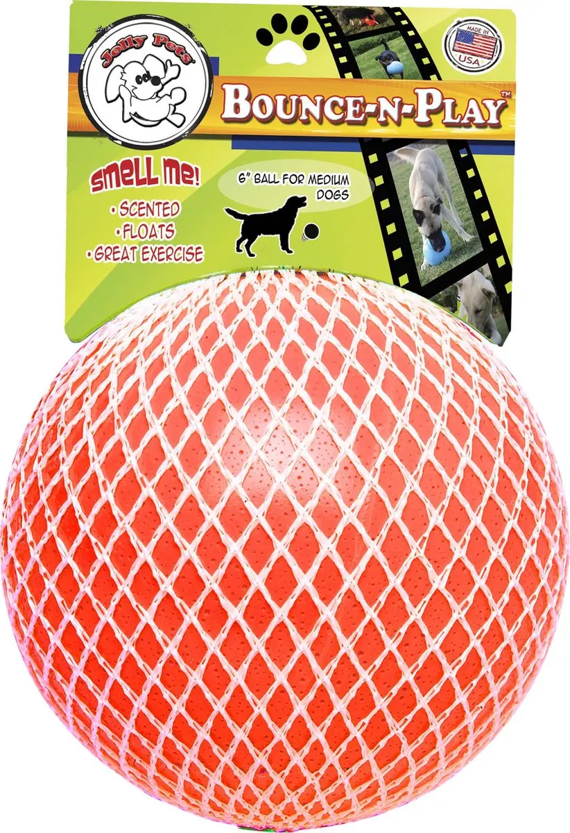 Jolly Pets Bounce-n Play Hondenspeelbal 15cm - Oranje - afbeelding 4 van 6