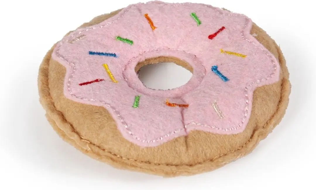 Cat toy textile pink, donut 7,5 cm