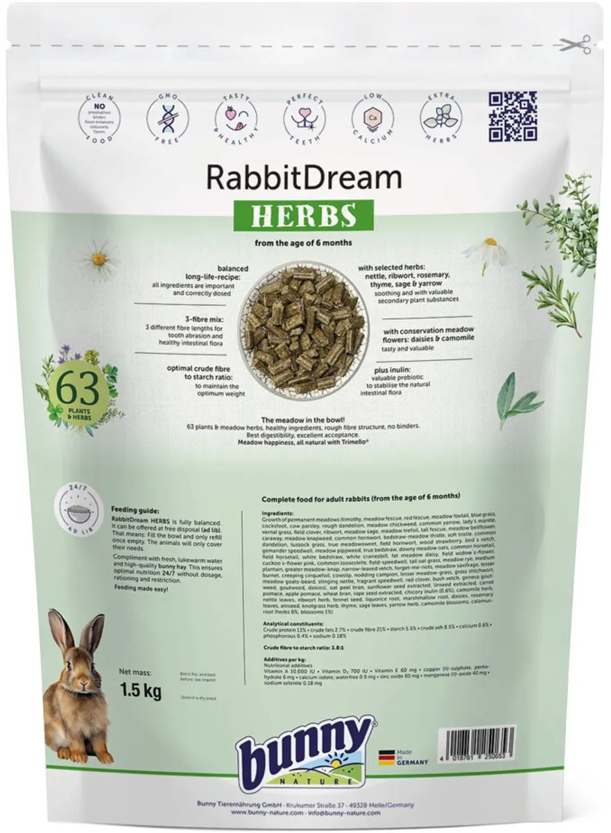 Bunny Nature Konijnendroom Herbs 1,5kg - afbeelding 3 van 4