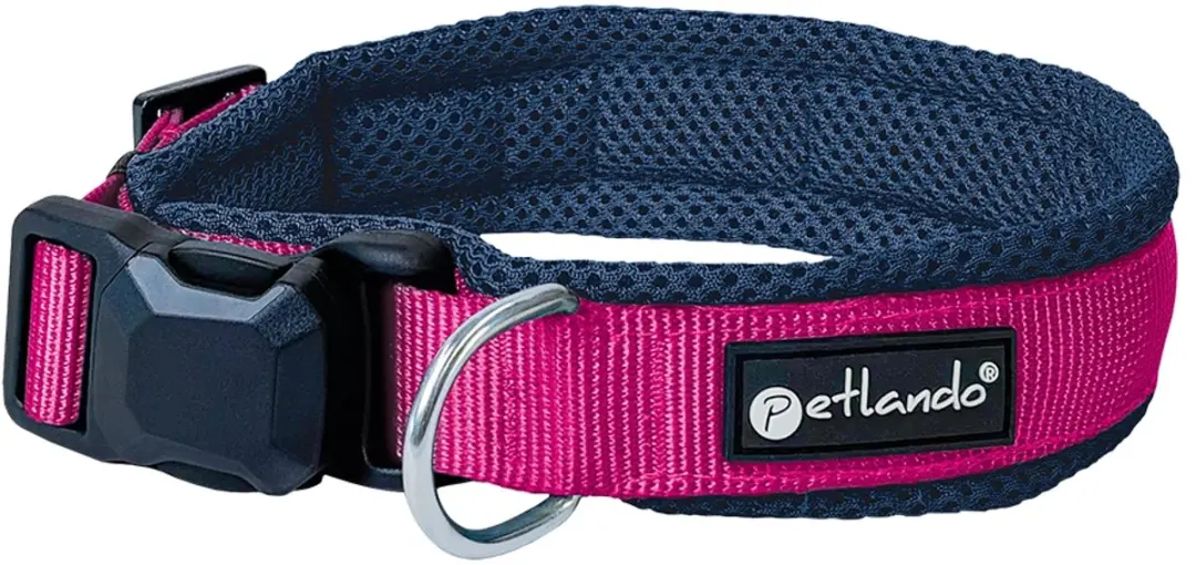 Petlando Hondenhalsband Navy-Fuchsia met magnetische sluiting - maat 2XS voor hele kleine hondjes - 30-35 cm.