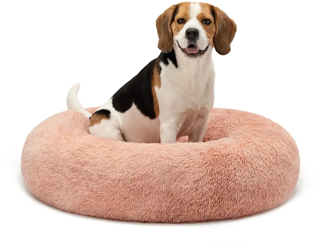lionto Donut hondenbed, zacht pluche & verhoogde rand 80 cm roze