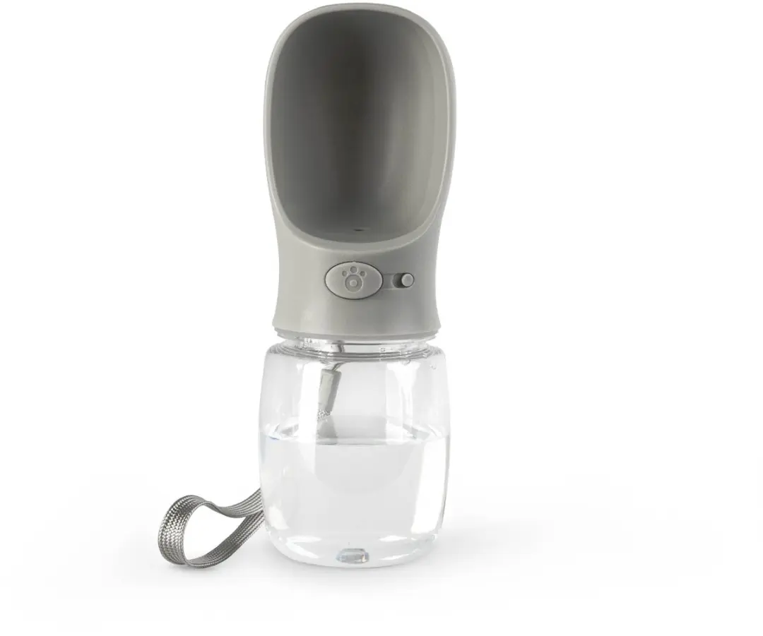 lionto honden drinkfles, licht, lekvrij & met drukknop, 350 ml grijs