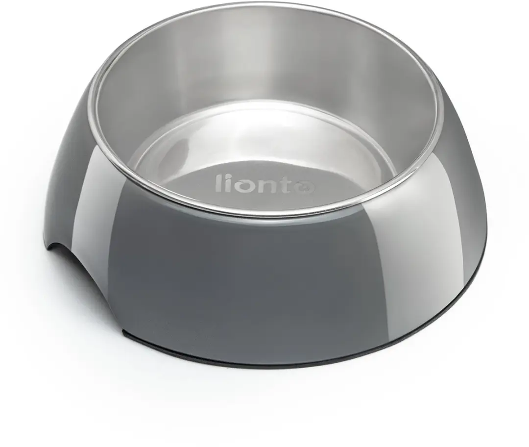 lionto voerbak voor katten, hygiënisch RVS & melamine grijs 210 ml