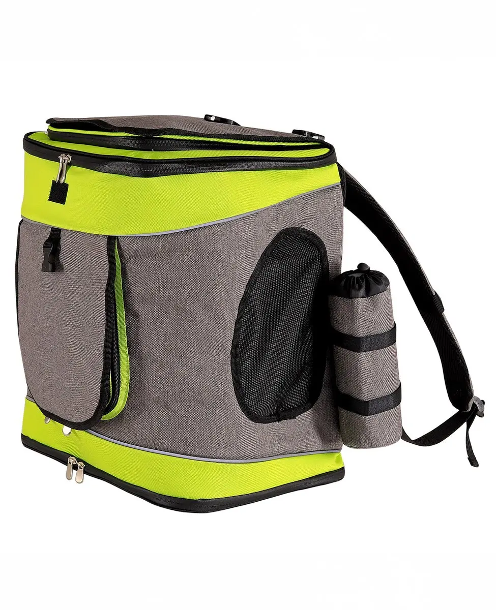 lionto Kattenrugzak, transport rugzak tot 14 kg grijs/groen
