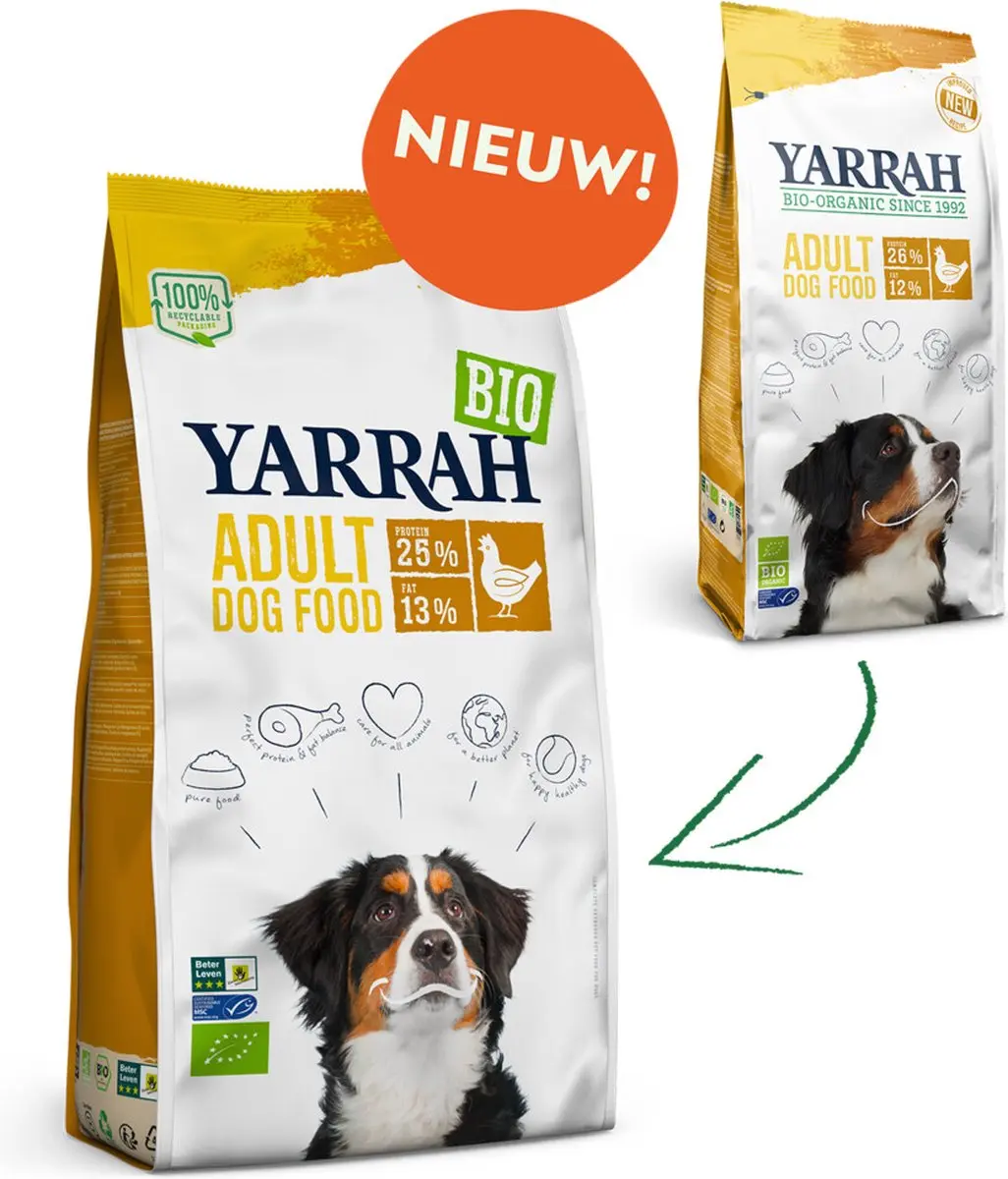 Yarrah Bio Hondenvoer Adult Kip 2kg - 4x - afbeelding 6 van 6