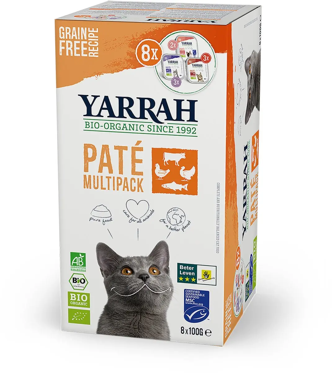 Yarrah Bio Nat Kattenvoer Paté Kip & Rund - Graanvrij - afbeelding 2 van 6