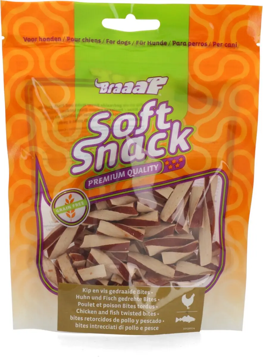Braaaf Twisted Bites Kip & Vis 85g - afbeelding 6 van 6