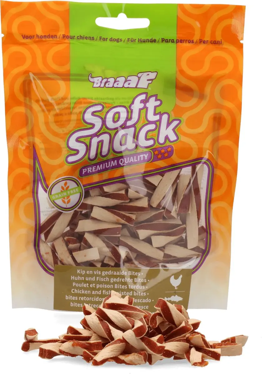 Braaaf Twisted Bites Kip & Vis 85g