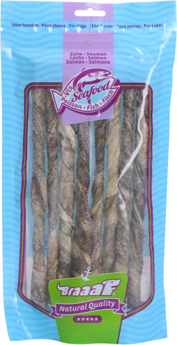 Braaaf Hondensnack Rol Sticks Zalm - 20cm - 10x 97gr - afbeelding 2 van 5