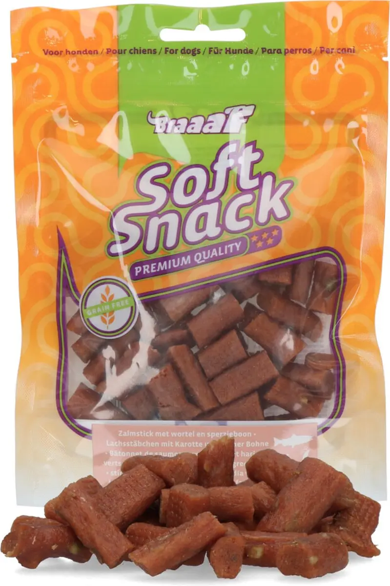 Braaaf Hondensnack Sticks Wortel/Sperzieboon/Zalm - 10x 85g - afbeelding 2 van 3