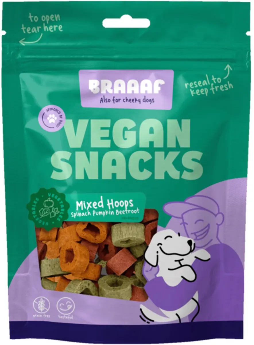 Braaaf Hondensnack Mixed Hoops Spinach Pumpkin Beetroot