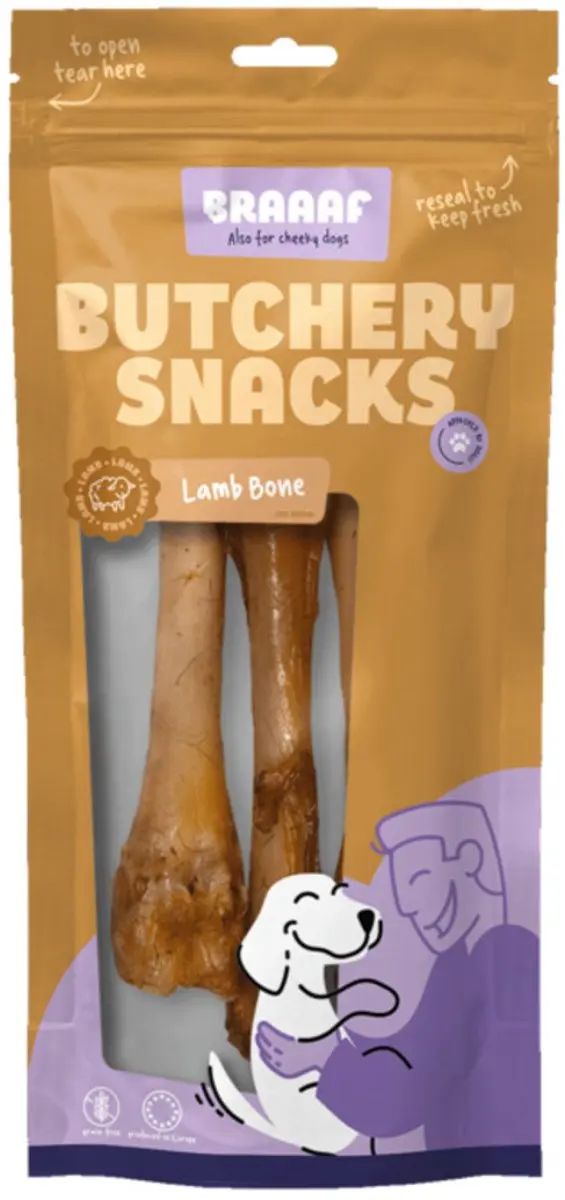 Braaaf Hondensnack Butchery Lamb Bone Small