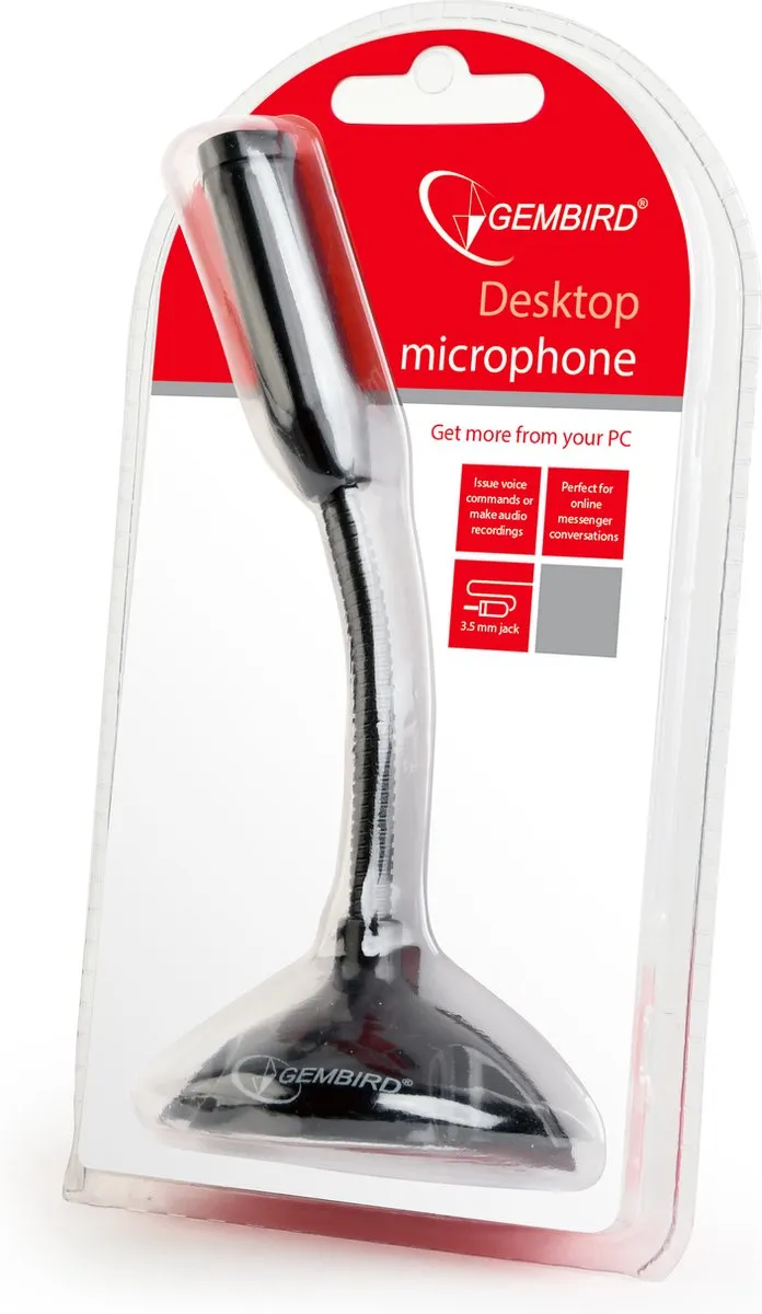Gembird MIC-D-02 Desk Microfoon - 1x 3,5mm Jack - Zwart