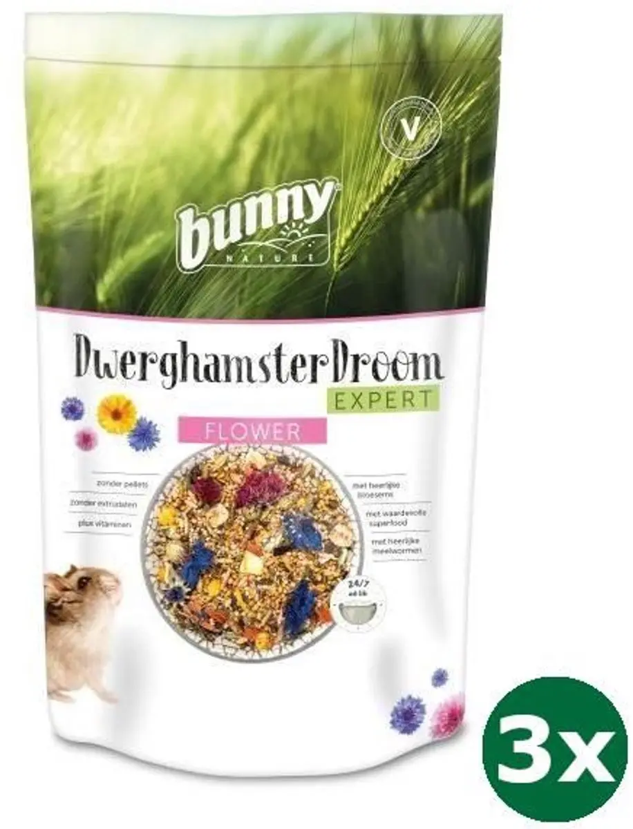 3x500 gr Bunny nature dwerghamsterdroom expert flower