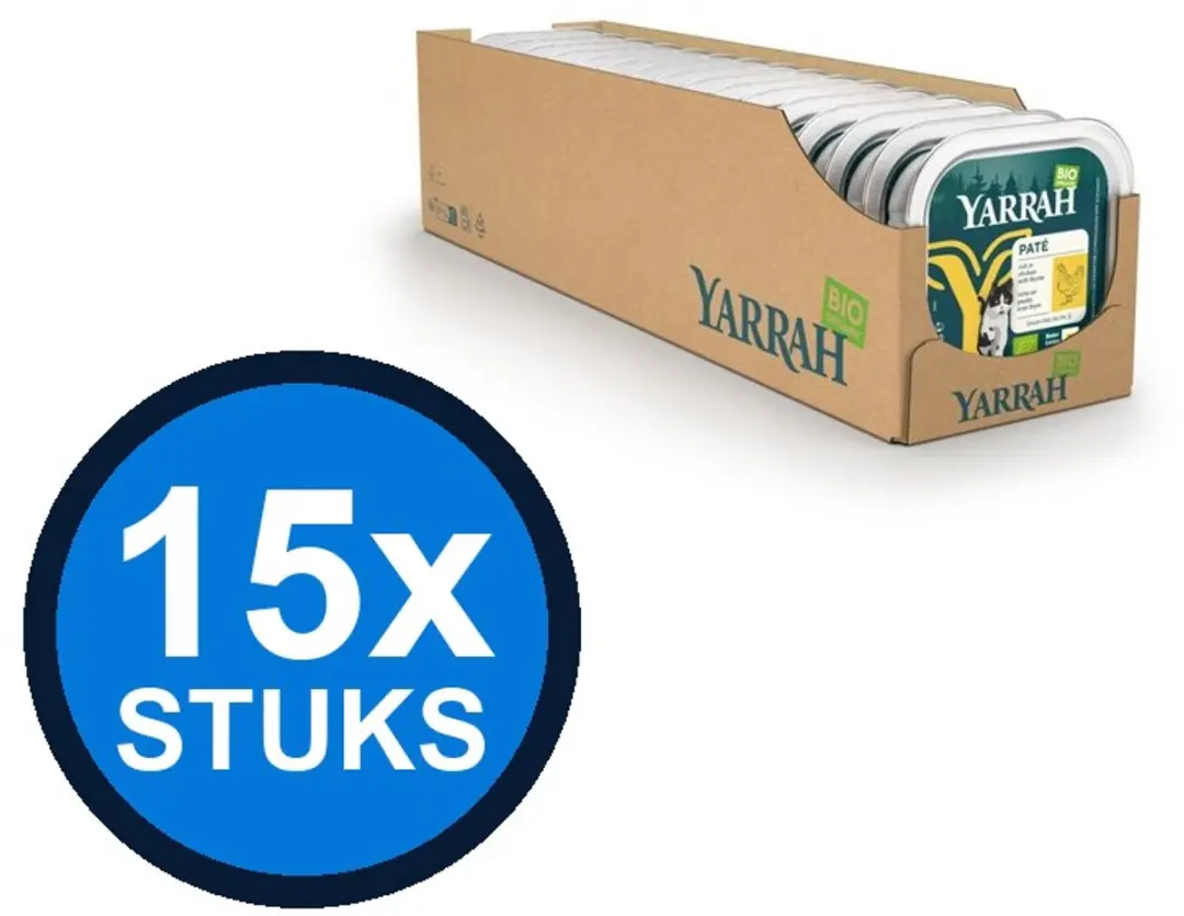 15x Yarrah cat bio alu grainfree paté rund&chichorei 100gr