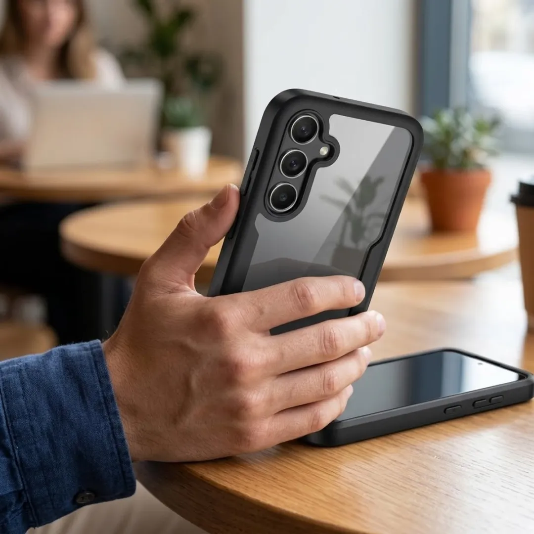 NUVEX Telefoonhoesje S25 FE - Zwart Transparant