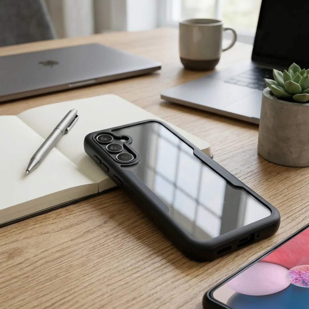 NUVEX Telefoonhoesje S25 FE - Zwart Transparant