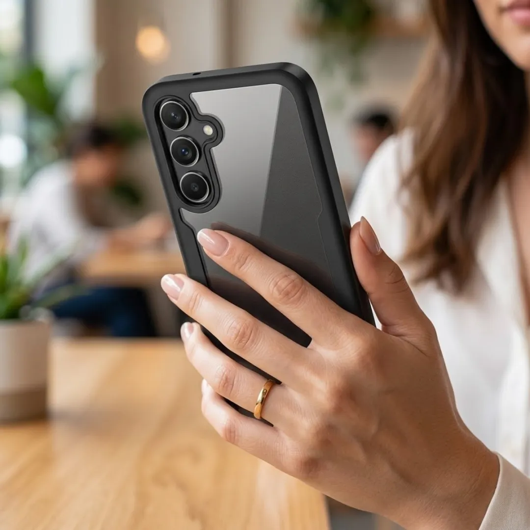 NUVEX Telefoonhoesje S25 FE - Zwart Transparant
