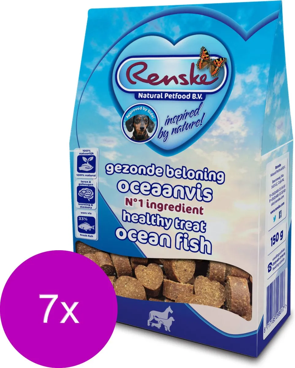 Renske Gezonde Beloning Hartjes Vis 150g - 7 Stuks