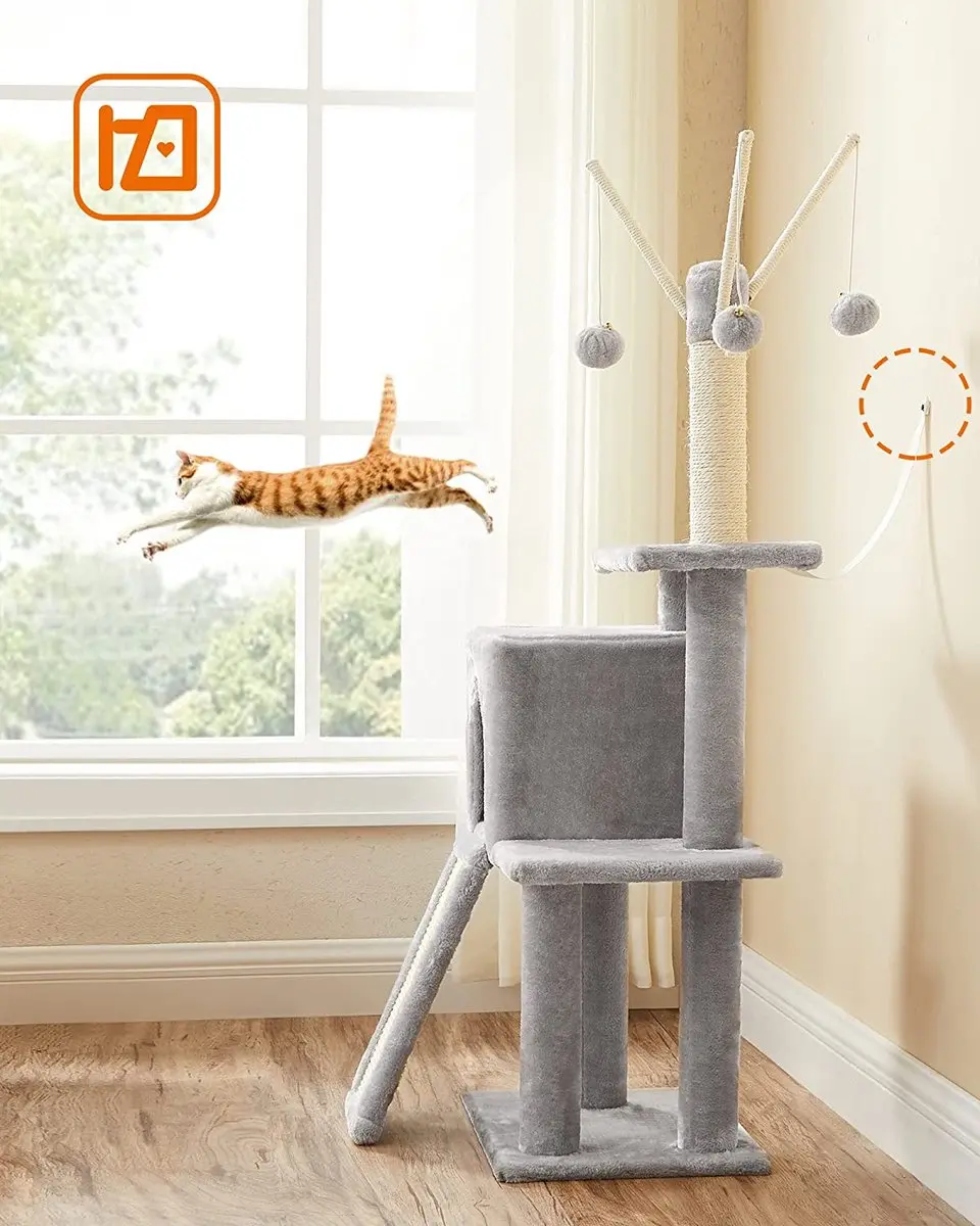 FEANDREA Krabpaal Kattenboom 118cm - Lichtgrijs - afbeelding 6 van 6