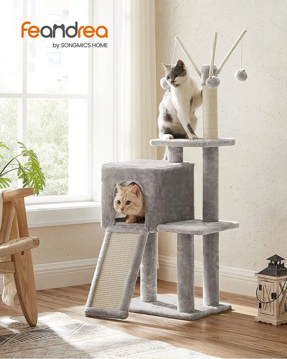 FEANDREA Krabpaal Kattenboom 118cm - Lichtgrijs - afbeelding 3 van 6