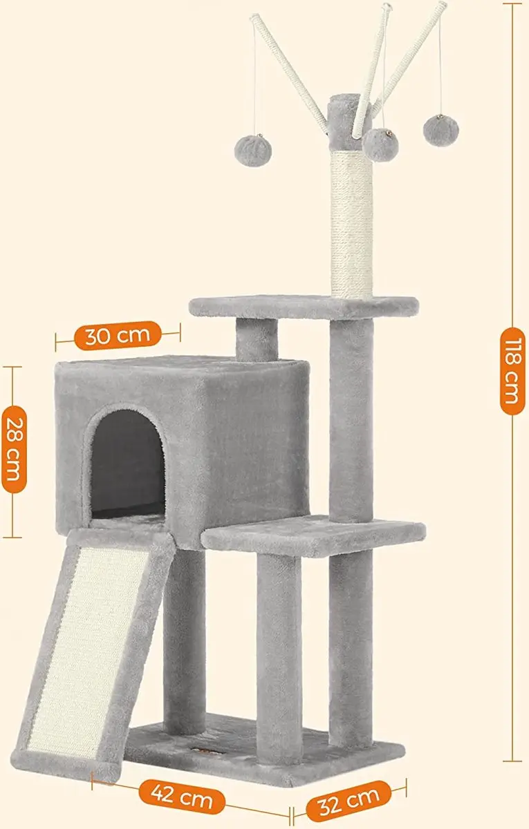 FEANDREA Krabpaal Kattenboom 118cm - Lichtgrijs - afbeelding 5 van 6