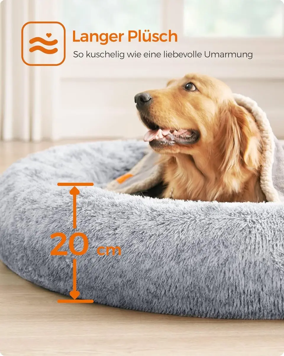 Feandrea Donut Hondenbed 120x120cm - Grijs - afbeelding 2 van 6